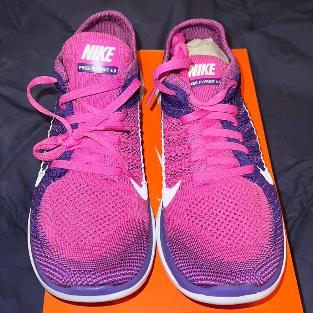 Nike Women’s Free Flyknit 4.0, purple and pink, size 9.5